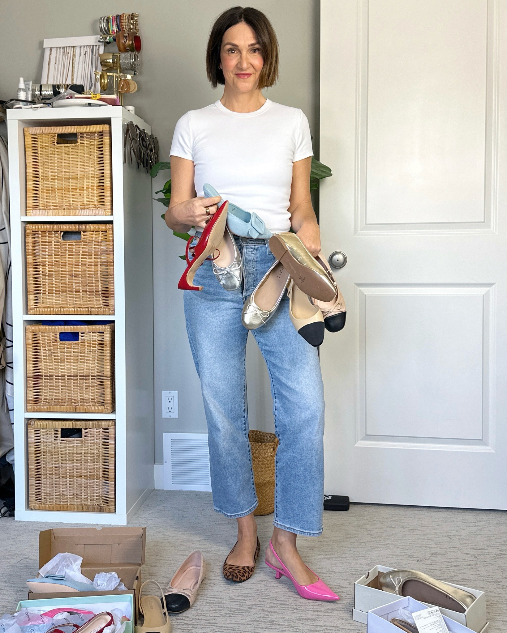 Spring Amazon shoe order!
The shoes I ordered from Amazon for spring this year:
- silver ballet flats: fit tts and so comfortable 
- leopard pointy flats: also comfortable, I sized up 1/2 size
- gold ballet flats: same style as the silver ones (tts)
- faded gold ballet flats: I sized up 1/2 and they are a little snug
- pink kitten heel slingbacks: fun style and a great way to dress up jeans and a cute top, I sized up 1/2 size
- red kitten heel slingbacks: not my fave style but seem like good quality, I sized up 1/2 size
Last year:
- cap toe ballet quilted ballet flats: wear them so much, love how they add a bit of polish to a casual outfit. I had to size up a full size when I got them 2 years ago, they have maybe adjusted their sizing since then 🤷🏻‍♀️
- cap toe sling backs: very cute style, has the tiniest block heel, elegant but so comfortable. I sized up 1/2 size 
Also linking my white tee (fits small, wearing M) and jeans (fit tts, wearing 27) 


#LTKstyletip