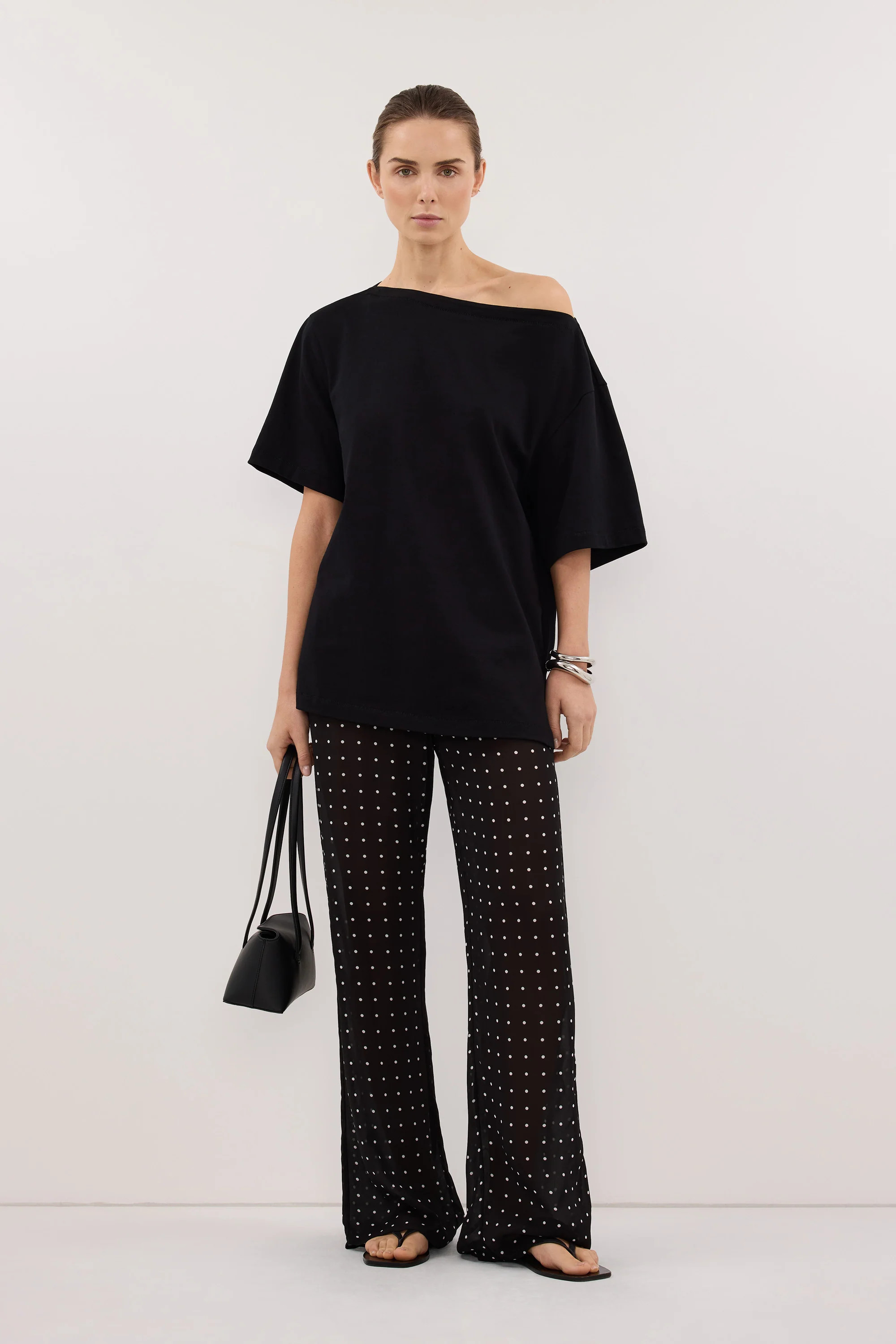 ESME BLACK BOAT NECK TEE | DISSH