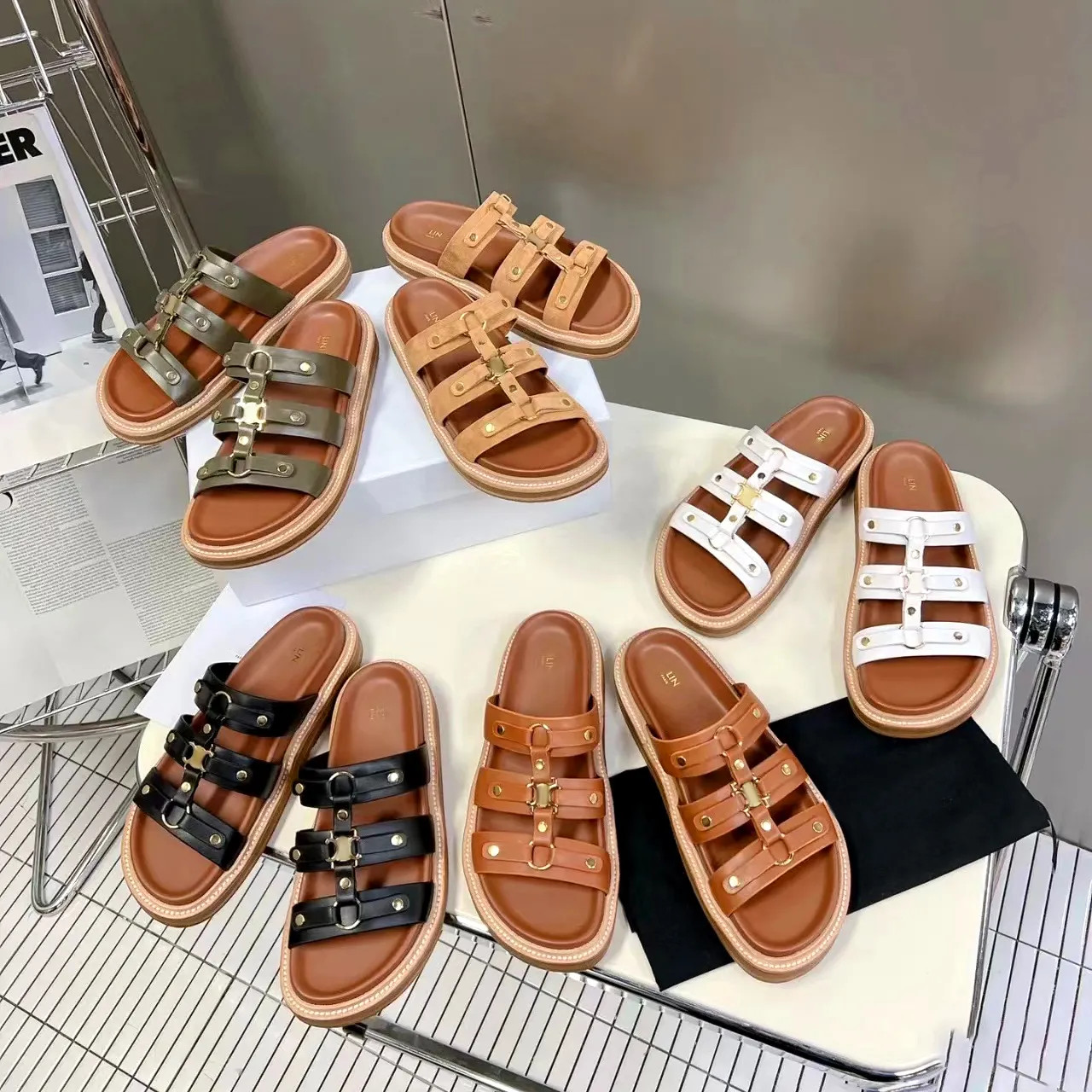 Designer Shoes Sandal Slipper Summer Womans Top Quality Leather 2025 New Slide Girl Fashion Flat ... | DHGate