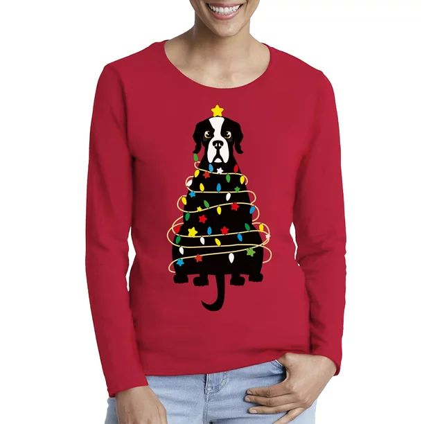 Awkward Styles Xmas Dog Ugly Christmas Sweater Long Sleeve T-shirt For Women | Walmart (US)