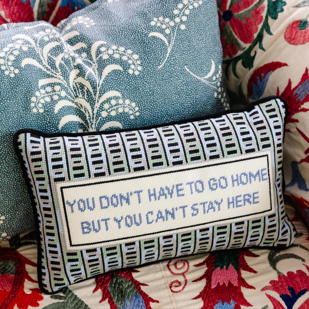 Can't Stay Here Needlepoint Pillow | Furbish Studio