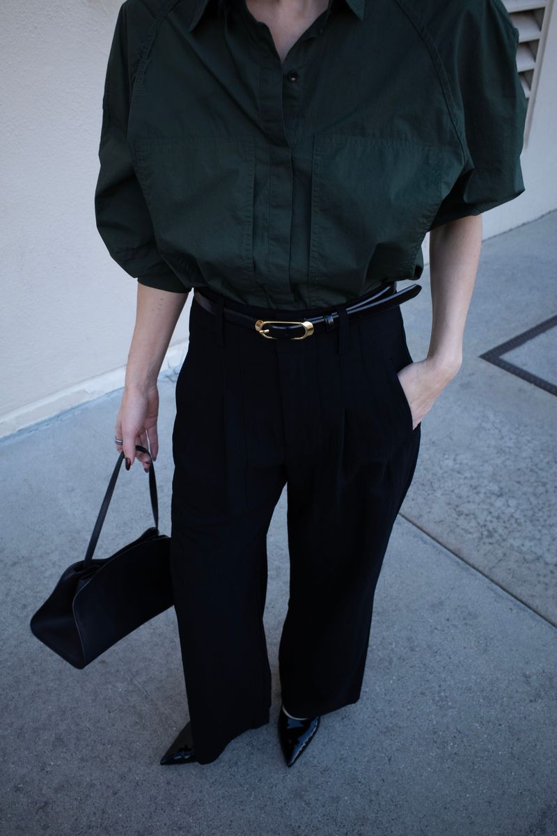 Wide leg pants and poplin shirt #stylist #poplin #wideleg #pants 

 #LTKdayinmylife #LTKgrwm #LTKootd