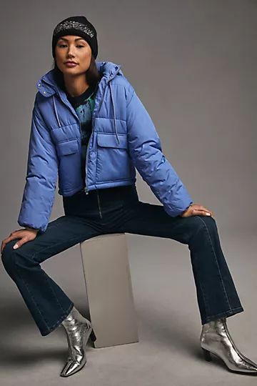 Pilcro Cropped Colorblock Puffer Jacket | Anthropologie (US)