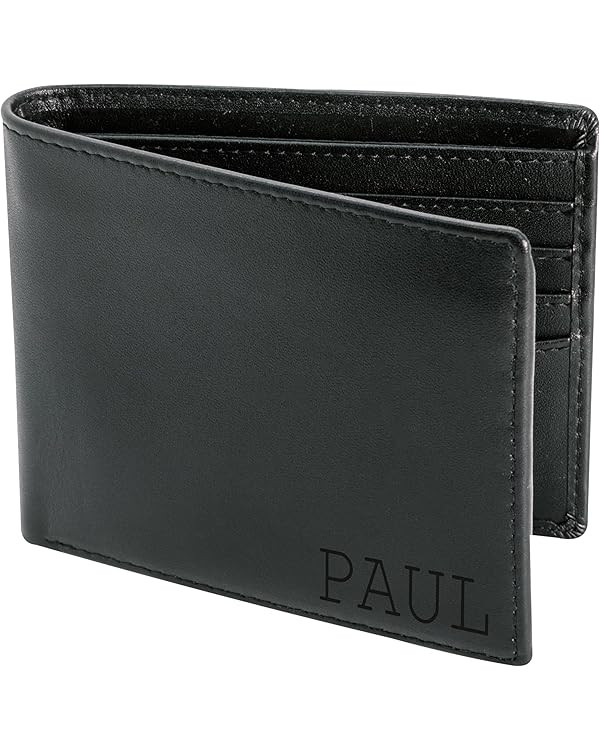 STAY FINE Personalized Wallet for Men, Custom Engraved Leather RFID Blocking Bifold, 2 ID Windows... | Amazon (US)