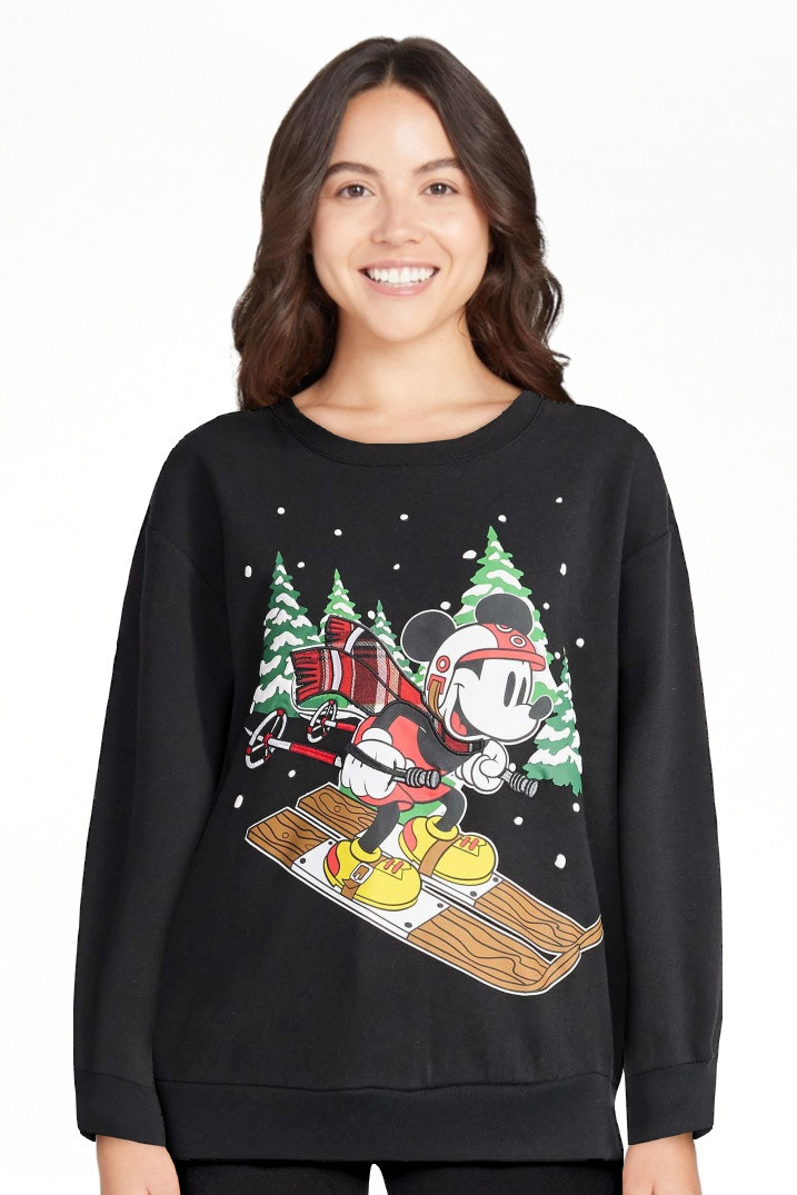Disney Mickey Mouse Women's Christmas Sweatshirt with Long Sleeves, Sizes XXS-XXL | Walmart (US)