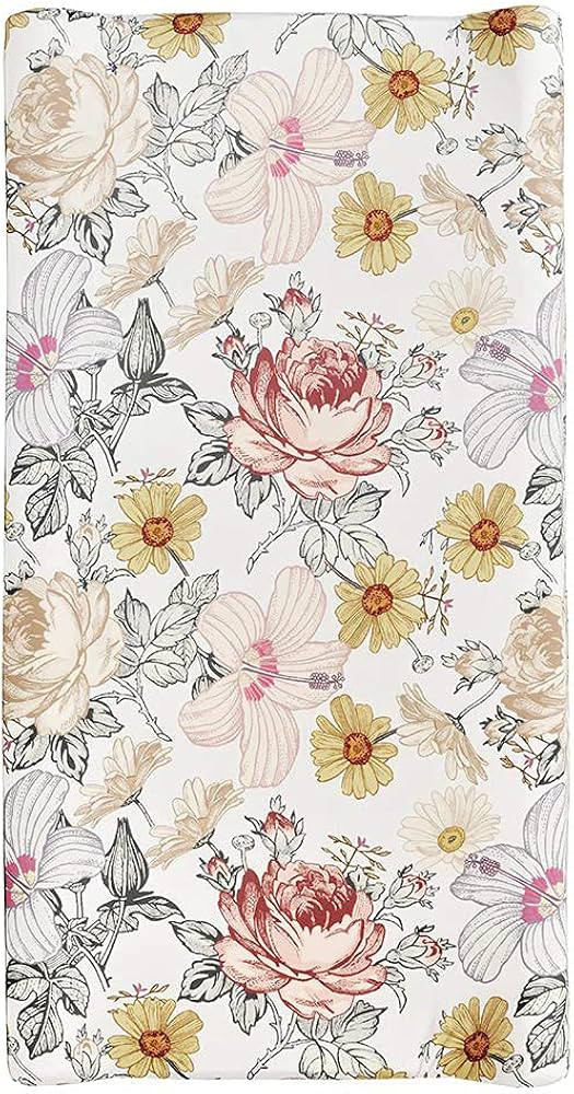 Baby Floral Diaper Changing Pad Cover Cradle Mattress Sheets, Infant Stretchy Fabric Changing Tab... | Amazon (US)