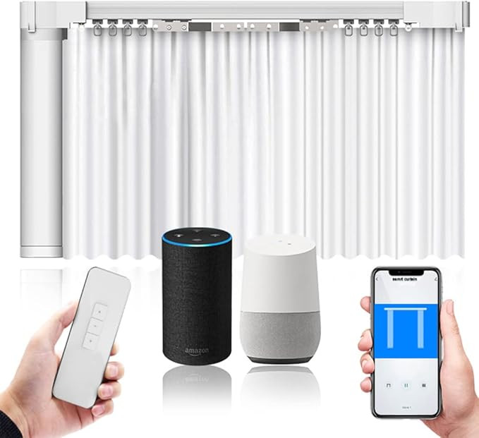 Electric Smart Curtains System, Automatic Curtain Opener, Motorized Curtains Rod with Remote, Com... | Amazon (US)