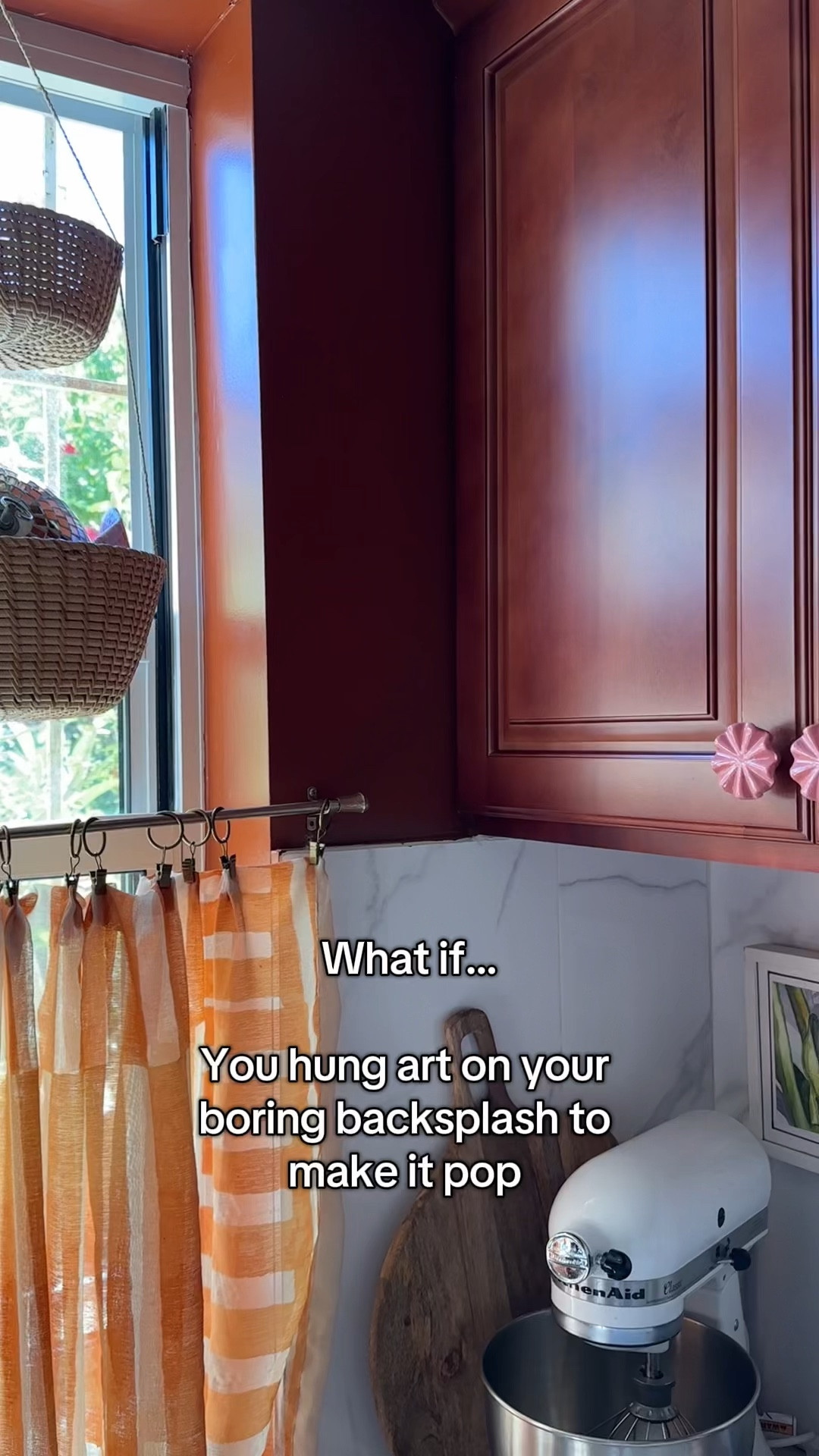 Break up your boring backsplash by hanging art with Velcro picture hanging strips 

#LTKHome #LTKStyleTip #LTKFindsUnder50