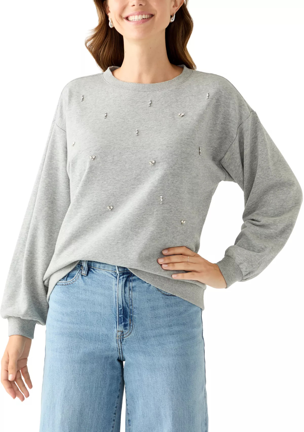 Crown & Ivy™Women's Jewel Embellished Sweatshirt | Belk
