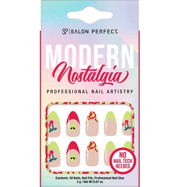 Salon Perfect Artificial Nails, 116 Modern Nostalgia Cosmic Cherry, File & Glue Included, 30 Nail... | Walmart (US)