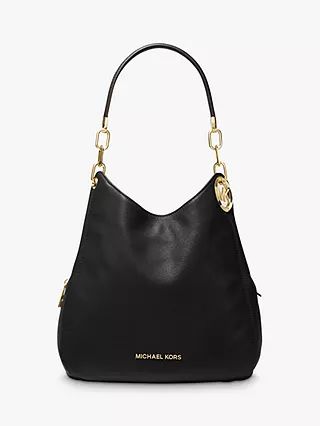 MICHAEL Michael Kors Lillie Large Leather Shoulder Bag, Black | John Lewis (UK)