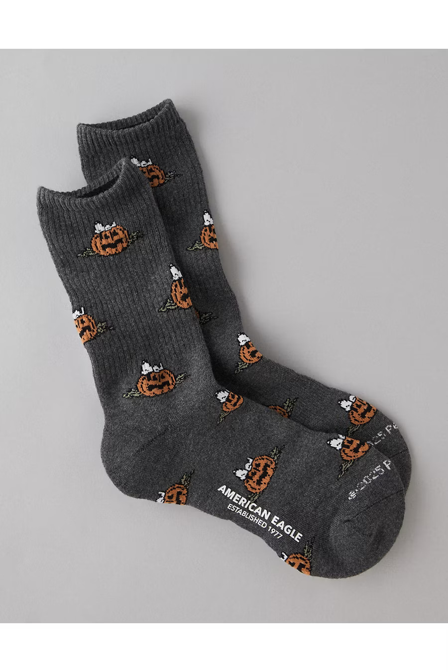 AE Snoopy Halloween Classic Crew Socks Men's Dark Gray One Size | American Eagle Outfitters (US & CA)