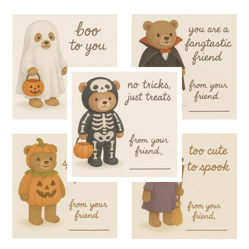 Halloween Gift Tags: Witch, Vampire, Ghost, Skeleton, Pumpkin (Digital Download Set of 5) | Etsy (Global)