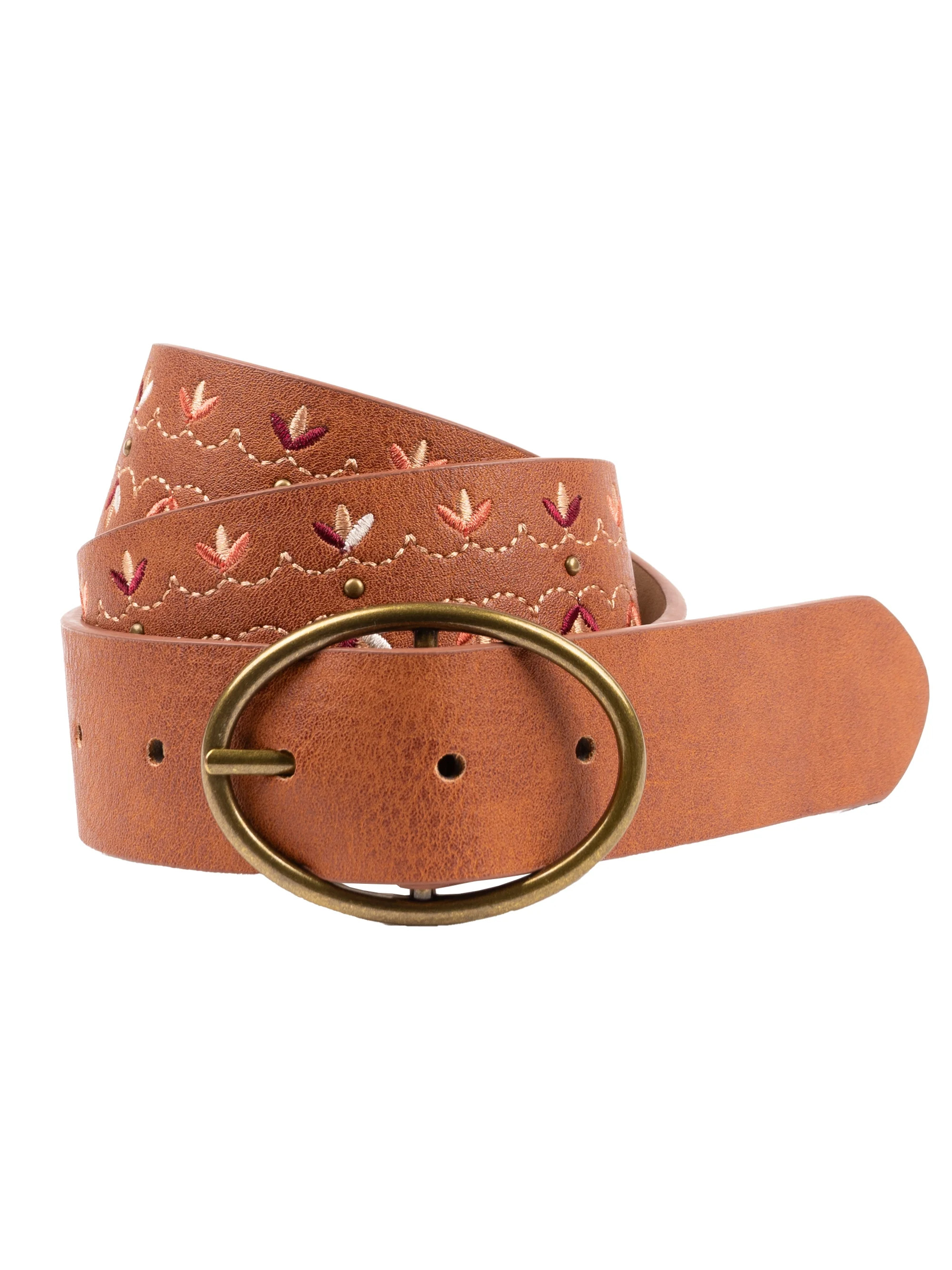 Time and Tru Women's Boho Embroidery Belt, Tan - Walmart.com | Walmart (US)