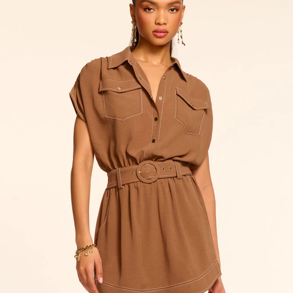 Bess Stitched Belted Mini Dress | Ramy Brook