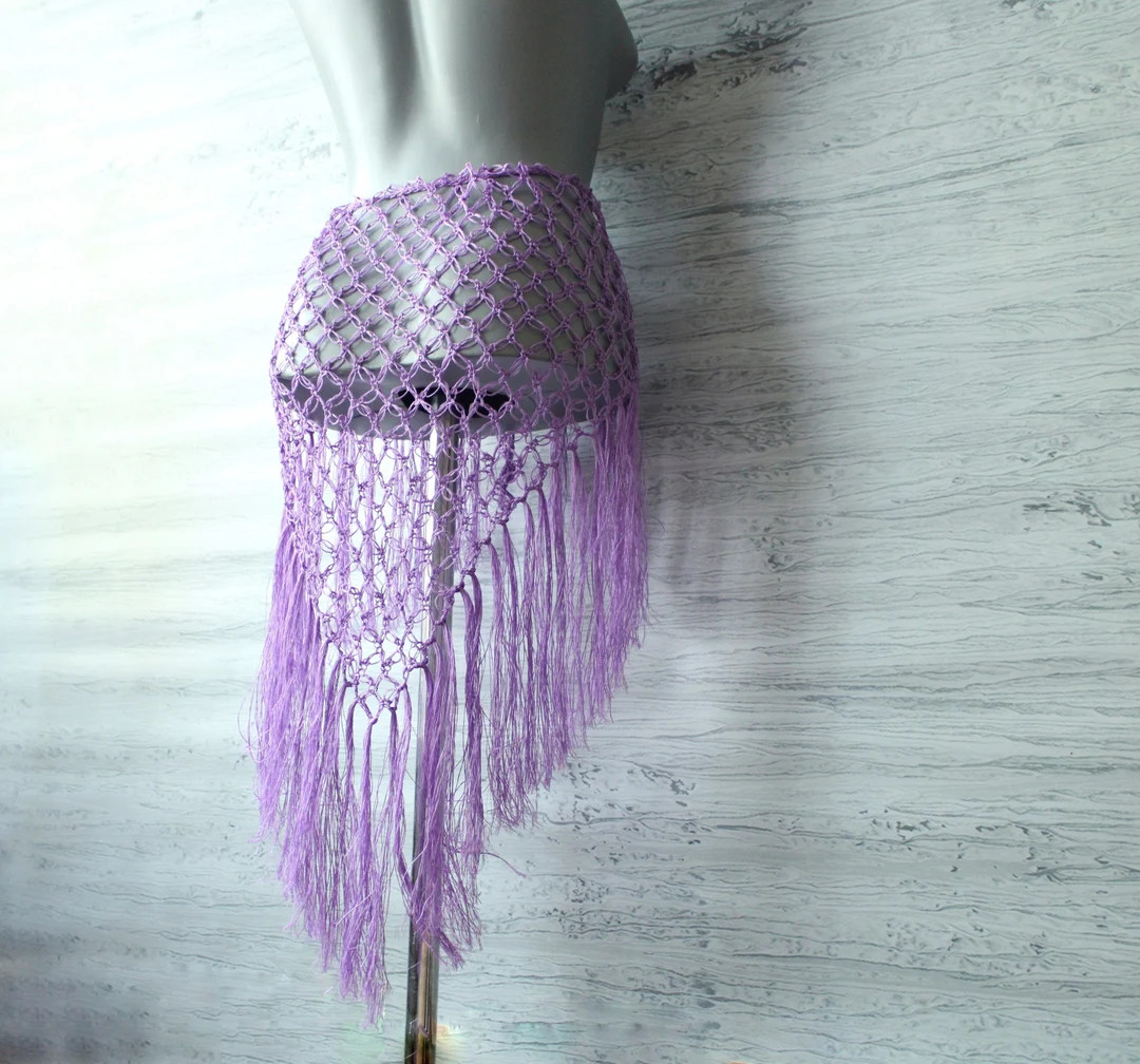 Boho Crochet Fringe Hip Scarf: Festival Dance Belt | Etsy (US)