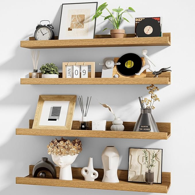 Heimlove Picture Ledge Shelf,24 inch Long Floating Shelves for Wall Set of 4,Picture Shelf with L... | Amazon (US)