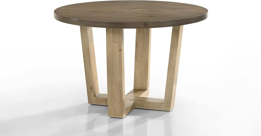 Lilola Home Brutus Vintage Walnut 47" Wide Contemporary Round Dining Table with Wheat Colored Bas... | Amazon (US)