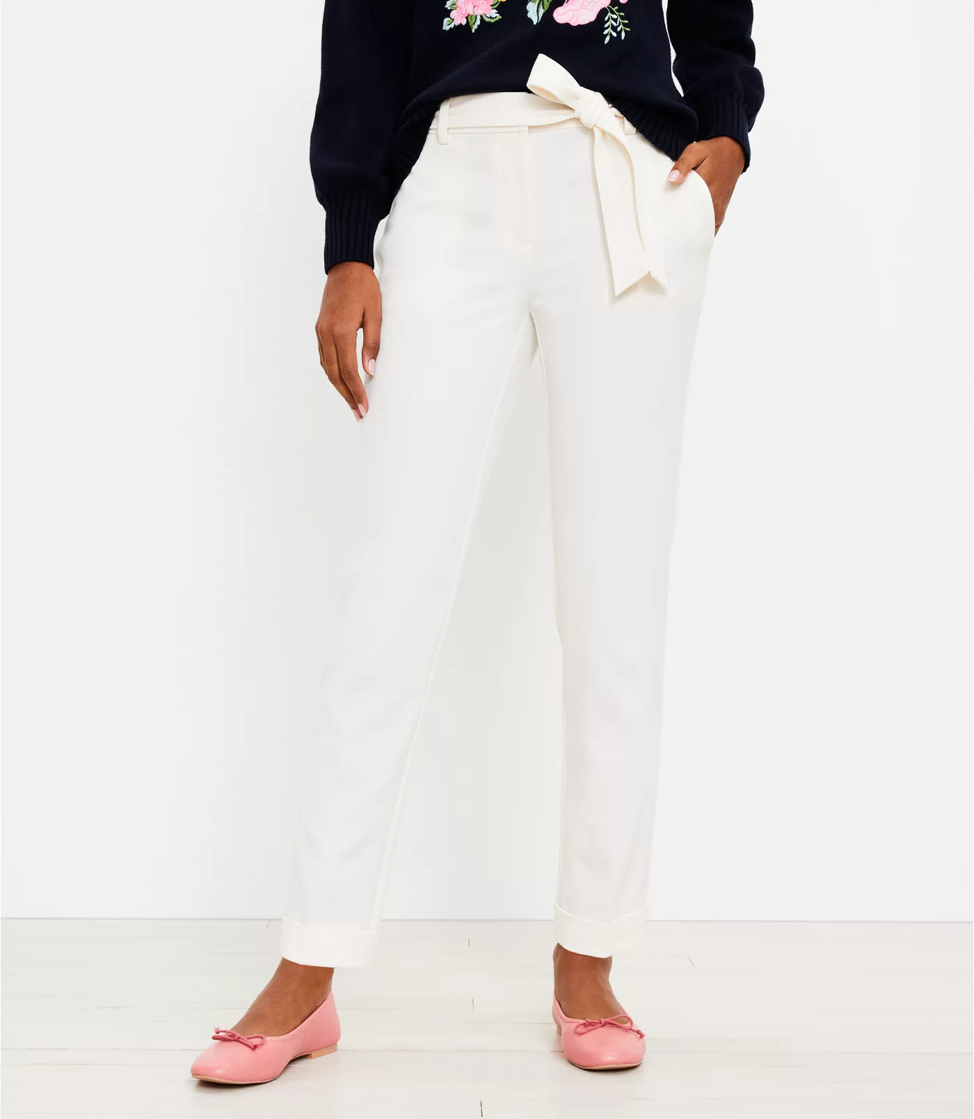 Tie Waist Slim Taper Pants | LOFT | LOFT