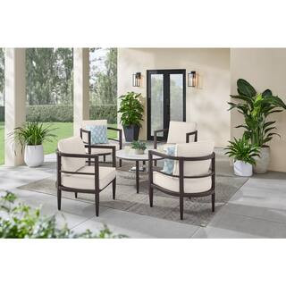 Hampton Bay Saddle View Espresso 5-Piece Metal Patio Conversation Set with CushionGuard Charter A... | The Home Depot