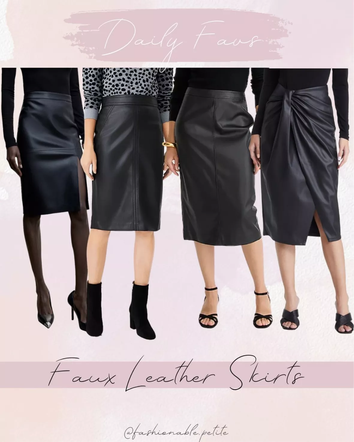 Skirts, Black Faux Leather Midi Skirt