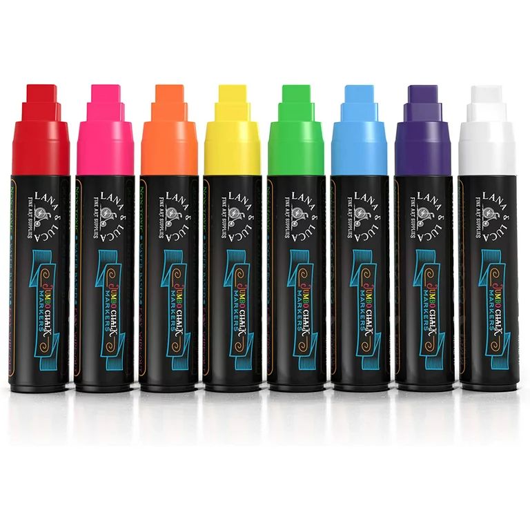 Jumbo Liquid Chalk Markers Square Tip - Bold Color Chalk Board Marker for Chalkboards, Windows, S... | Walmart (US)