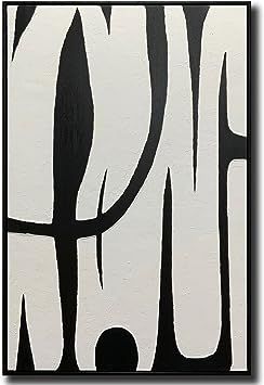 Boieesen Art,24x36Inch Abstract Hand-Painted Black White Oil Painting Minimalism Artwork Modern T... | Amazon (US)