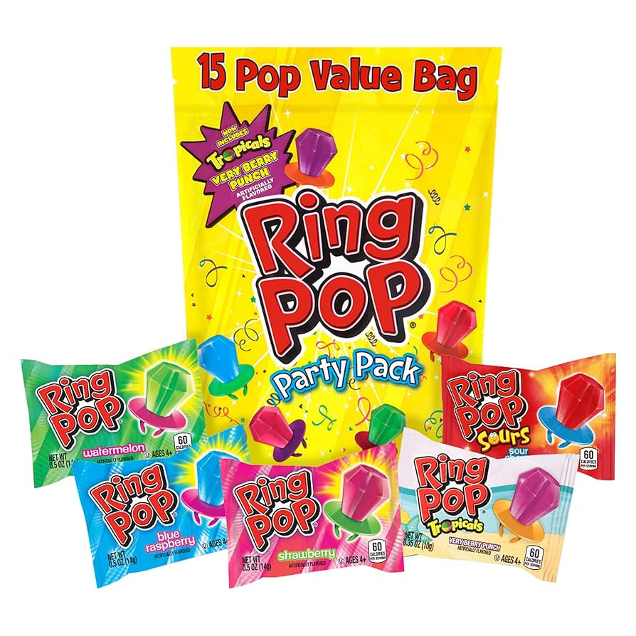 Ring Pop Individually Wrapped Bulk Lollipop Variety Party Pack – 15 Count Lollipop Suckers w/ A... | Amazon (US)