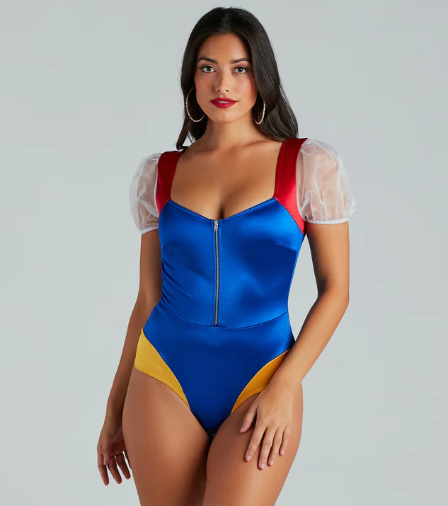 Enchanted Princess Puff Sleeve Satin Bodysuit | Windsor Stores