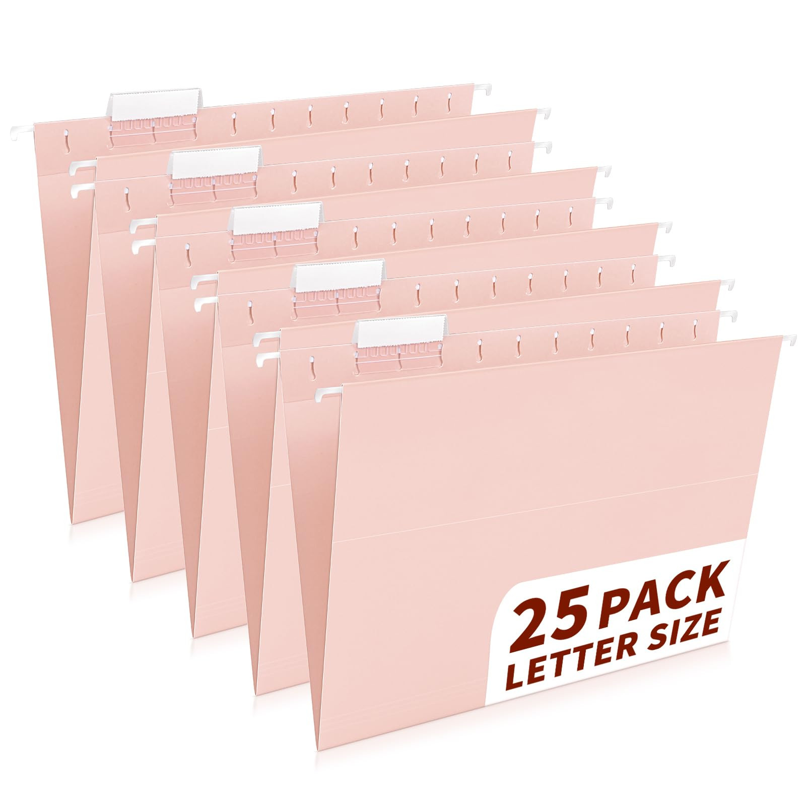25-Pack Pink Hanging File Folders, Letter Size (8.5" x 11") with 1/5-Cut Tabs,35 Transparent Label Cards & 50 Sticker Labelsfor Home & Office Organization | Amazon (US)