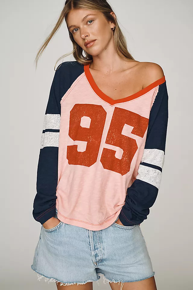 100% Cotton Long-Sleeve Varsity Shirt Top | Anthropologie (US)