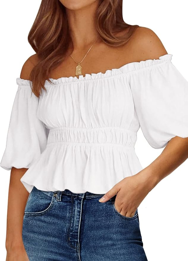 DOROSE Womens Long Sleeve Tops Sexy Casual Off Shoulder Blouses Shirts | Amazon (US)