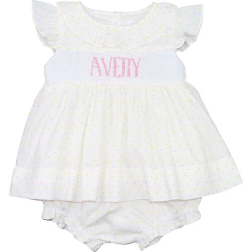 Pastel Swiss Dot Custom Smocked Diaper Set - Shipping Early March | Cecil and Lou