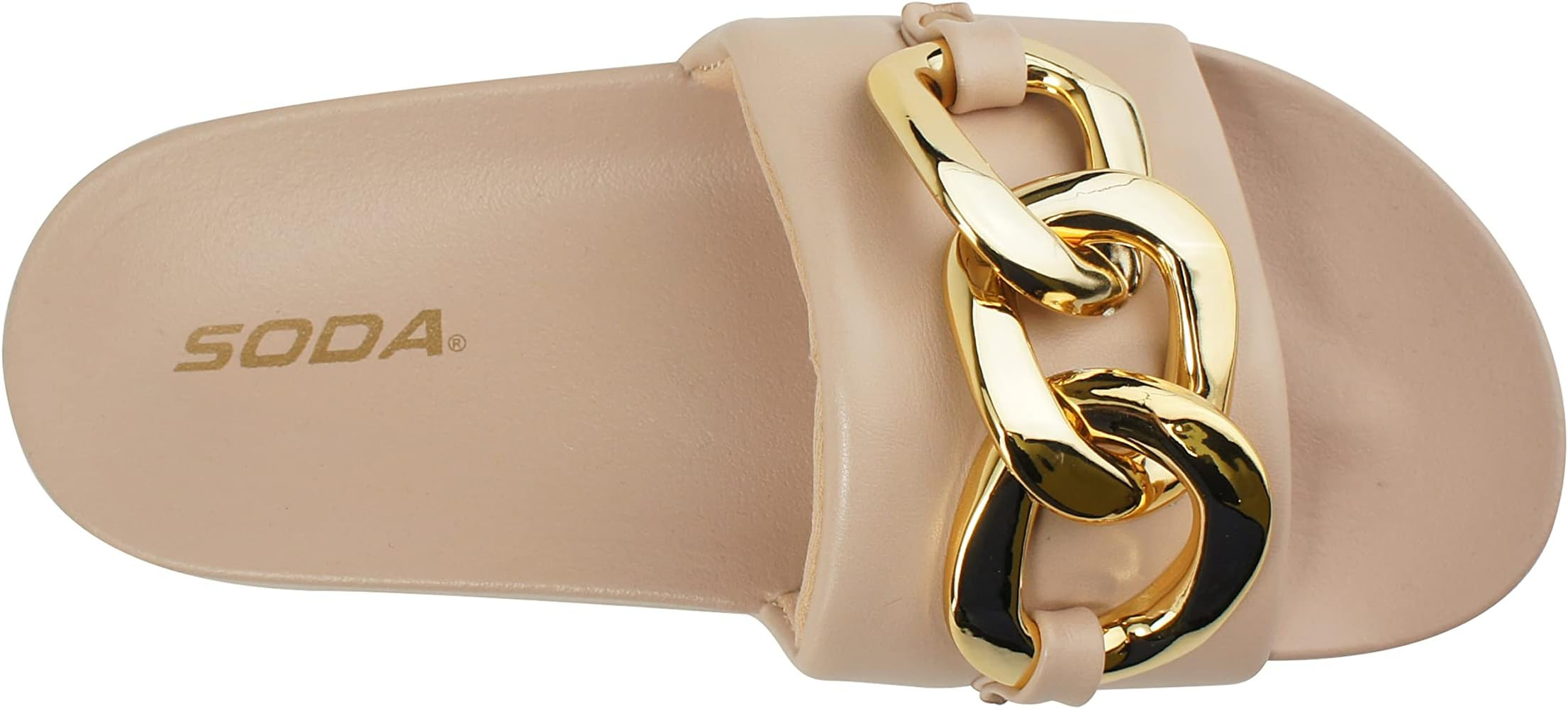 SODA TALENT ~ Women Casual Comfort Fashion Chain Upper Slide Flat Footbed Fashion Sandals | Amazon (US)