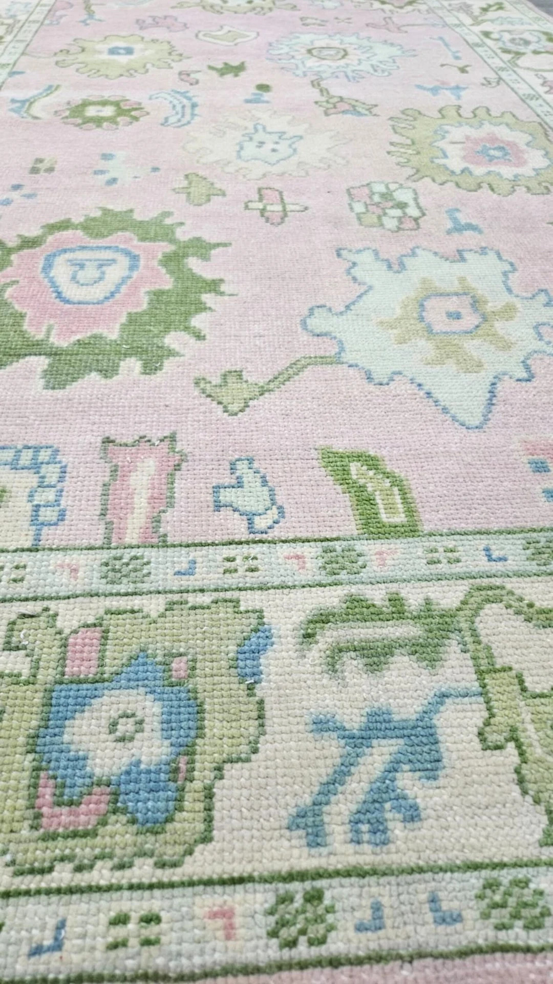 Pink/ivory Hand-knotte Oushak Rug, Antique Turkish Style Wool, Natural Color Rug, Modern 8x10 Tur... | Etsy (US)