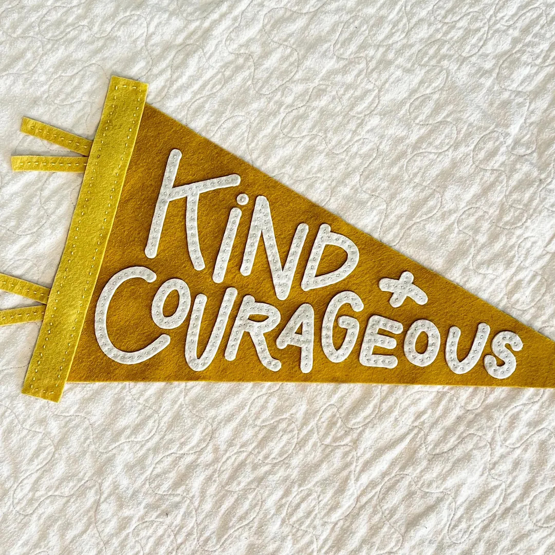 Kind + Courageous Custom Felt Pennant: Hand Embroidered Kids Room Decor | Etsy (US)