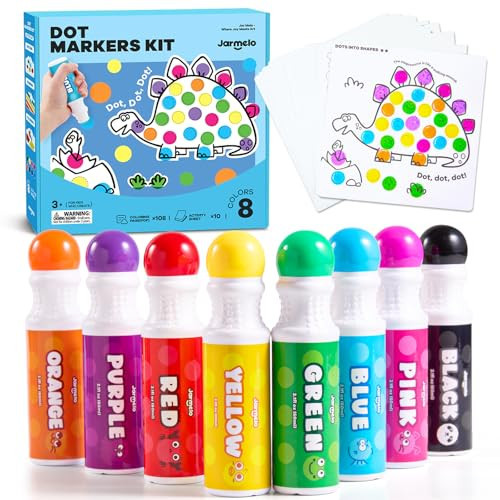 Jar Melo Washable Dot Markers for Toddlers, 8 Colors Dot Paints with 120 Printed PDF & 10 Activity Papers, Non-Toxic Bingo Markers for Kids Arts and Crafts Gifts | Amazon (US)