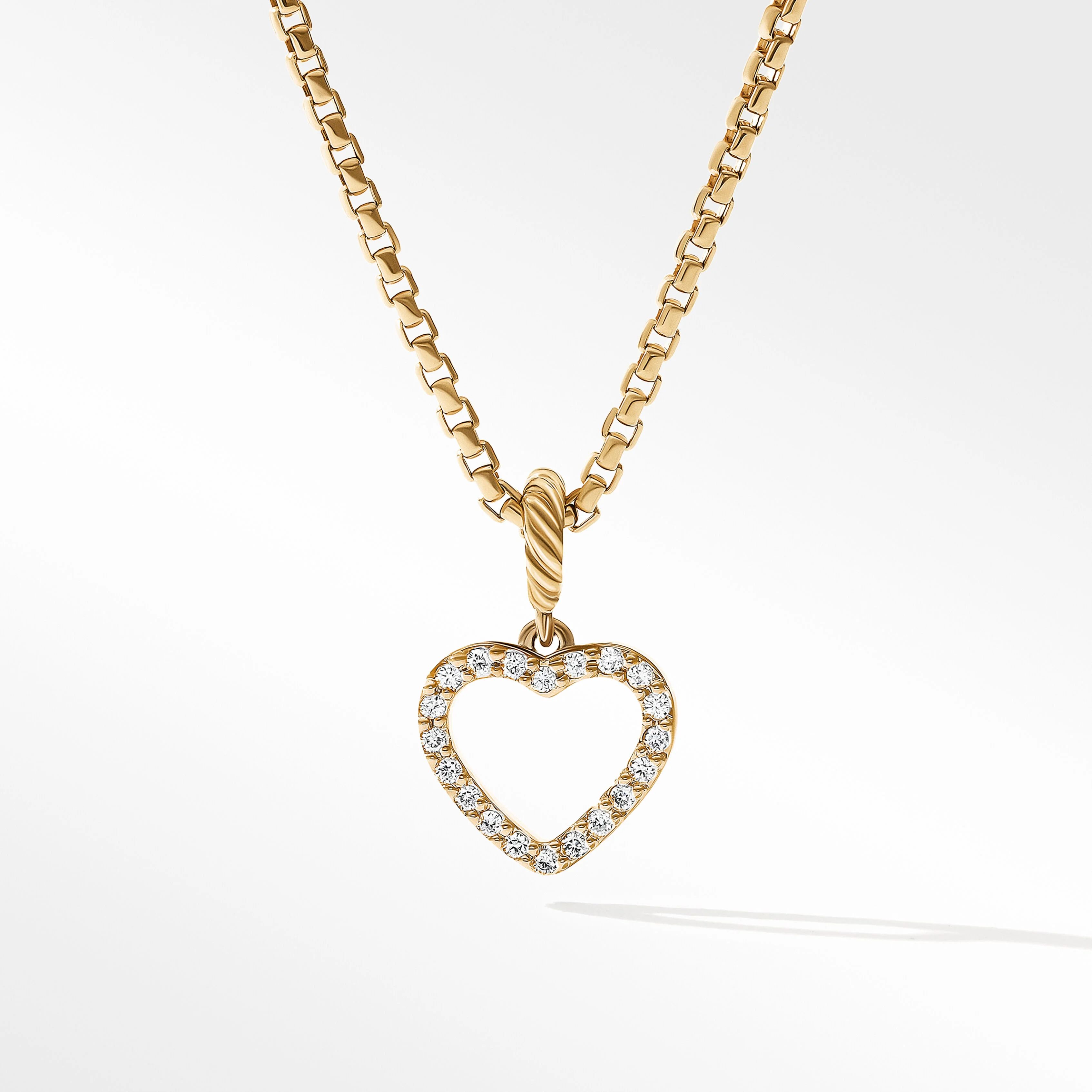 Heart Amulet in 18K Yellow Gold with Pavé Diamonds | David Yurman