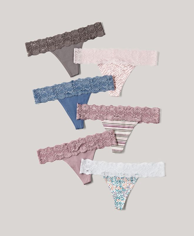 clearance lace-waist thong 6-pack$41$75Made with Organic Cotton in a Fair Trade Factory.       3.... | Pact Apparel