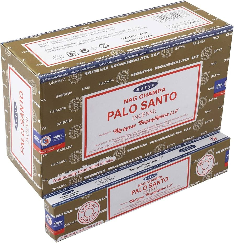 Satya Nag Champa - Palo Santo Incense Sticks | 12 Packs x 15 Grams | Box of 180 Grams | Export Qu... | Amazon (US)
