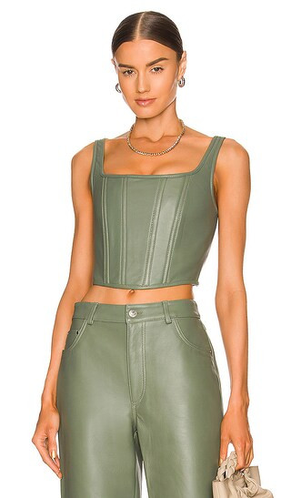 Leather Bustier in Hunter Green | Revolve Clothing (Global)