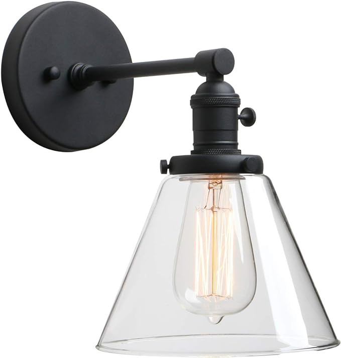 Phansthy Black Industrial Wall Sconce Light Single Light Wall Lamp with 7.3 Inches Cone Canopy fo... | Amazon (US)