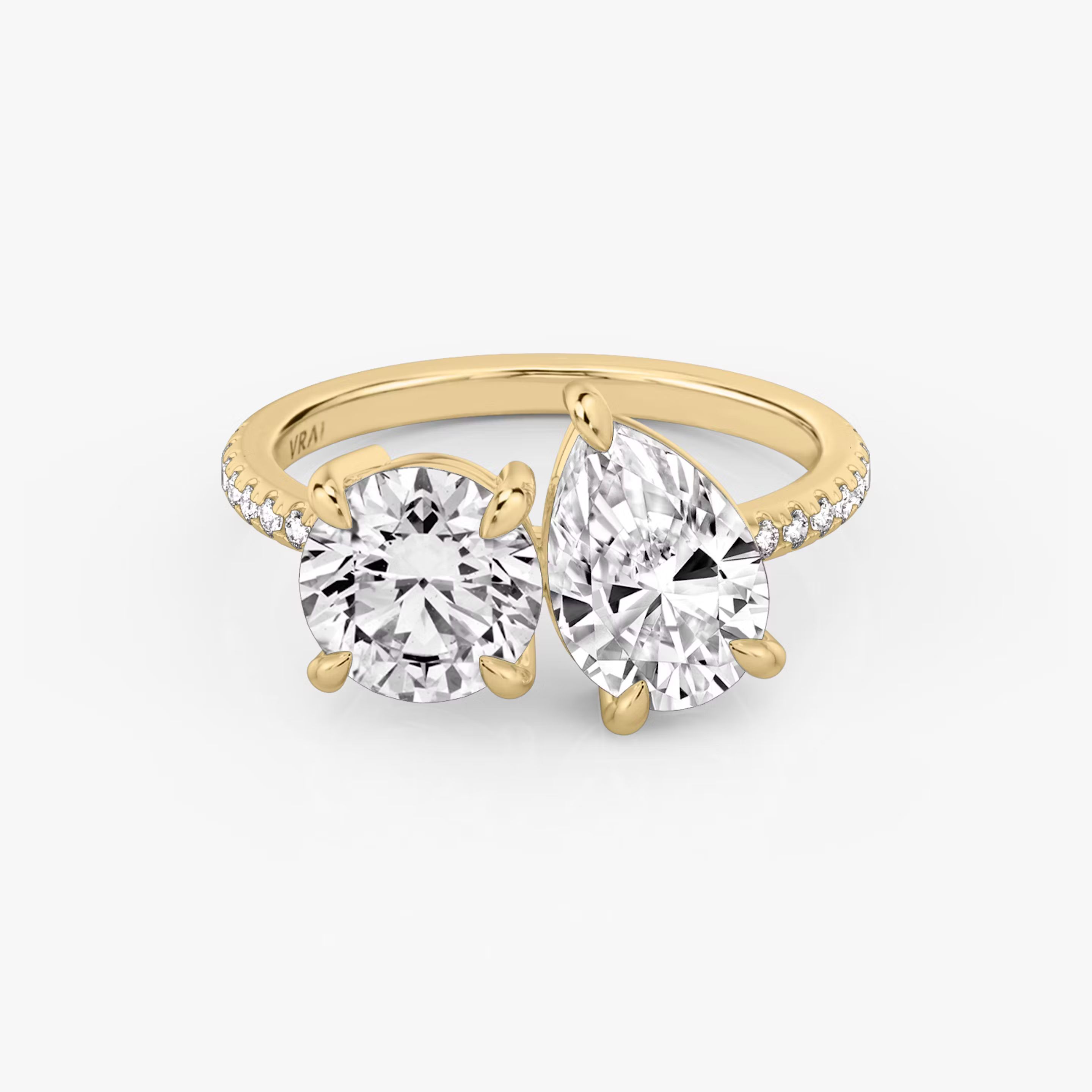 The Toi et Moi Round Brilliant and Pear Engagement Ring | Vrai and Oro