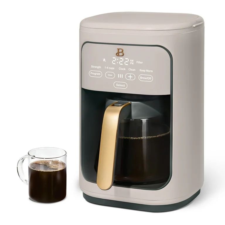 Beautiful 14-Cup Programmable Drip Coffee Maker with Touch-Activated Display, Porcini Taupe by Dr... | Walmart (US)