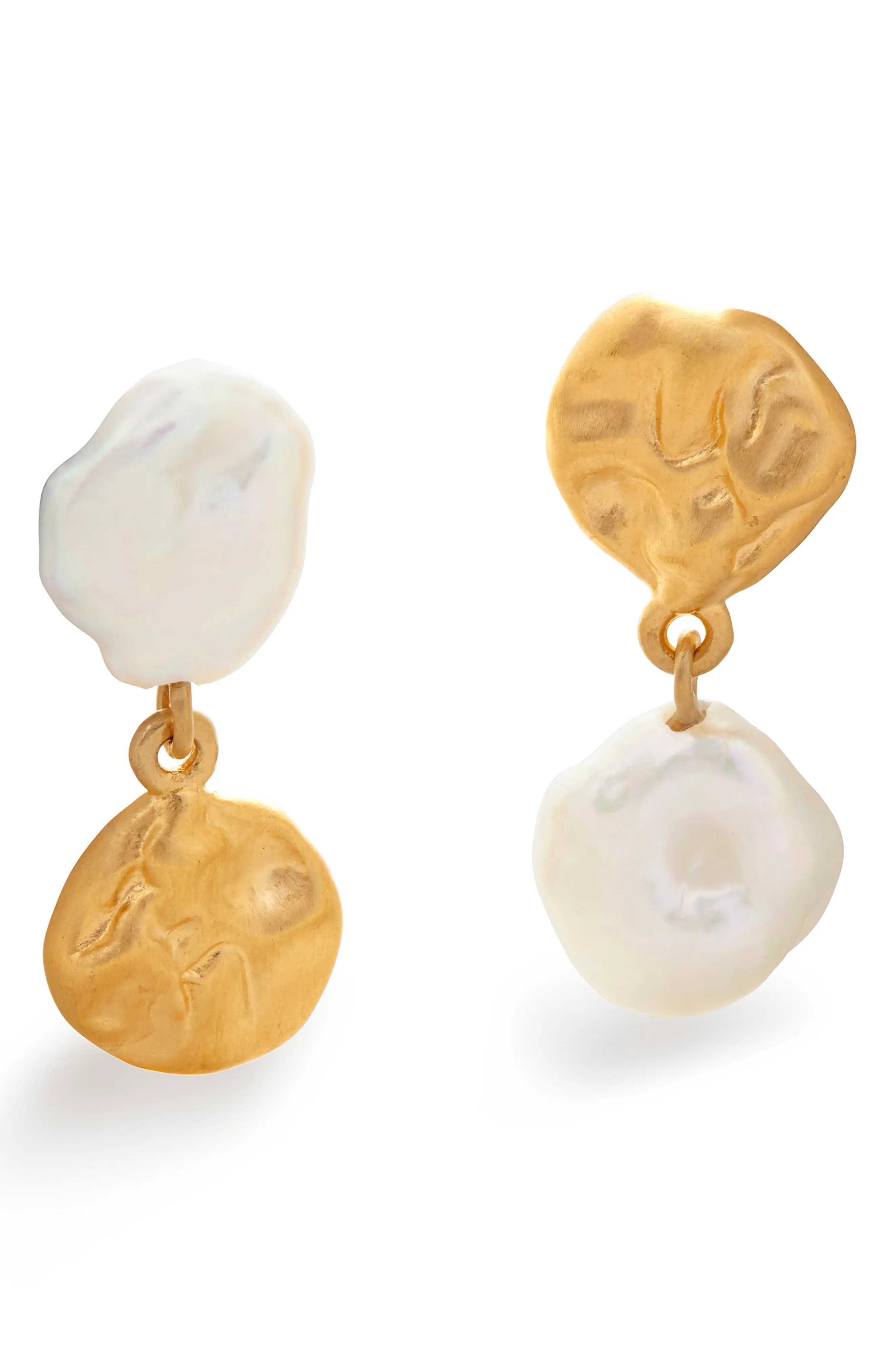 Monica Vinader Mismatched Keshi Pearl Drop Earrings in 18Ct Gold Vermeil On Sterling at Nordstrom | Nordstrom