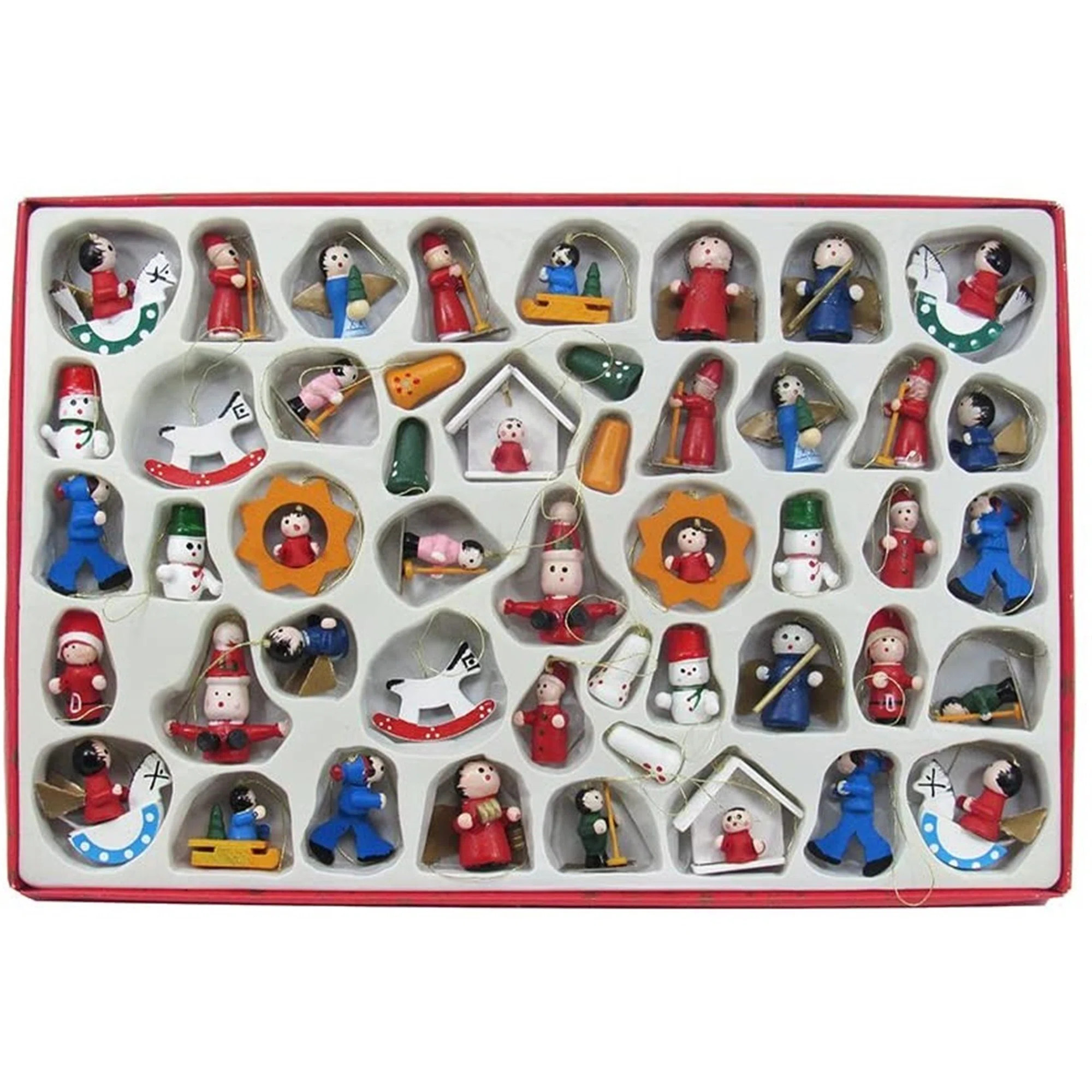 48 Piece Petite Treasures Wooden Mini Hanging Figurine Ornament Set | Wayfair North America