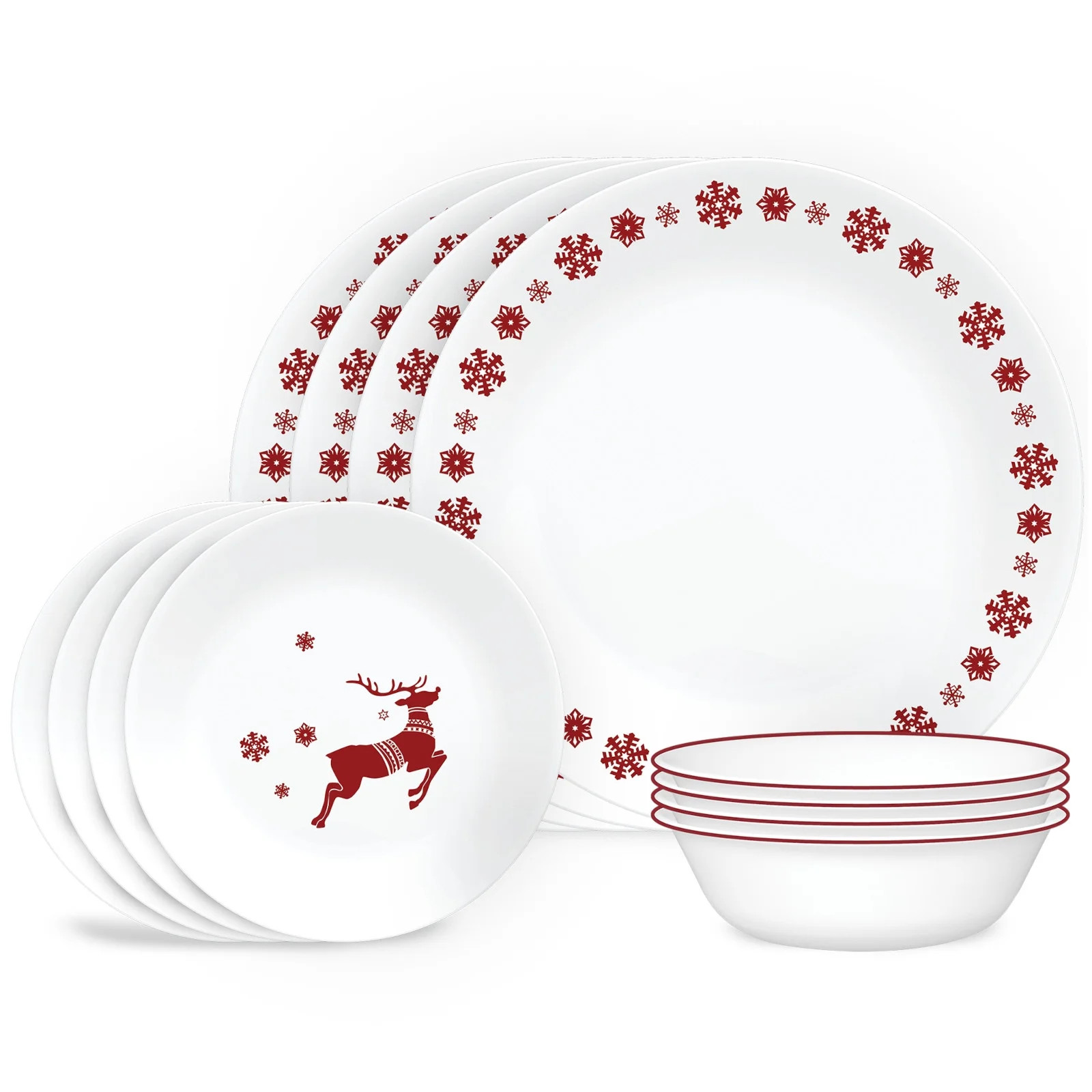 Corelle Winter Holiday 12 Piece Dinnerware Set, Rudolph | Walmart (US)