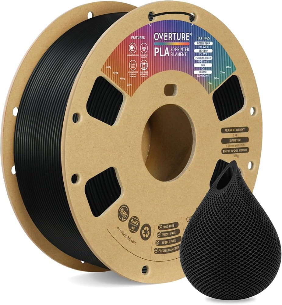 OVERTURE PLA Filament 1.75mm, Neatly Wound 3D Printer Filament 1kg Spool (2.2lbs), Dimensional Ac... | Amazon (US)