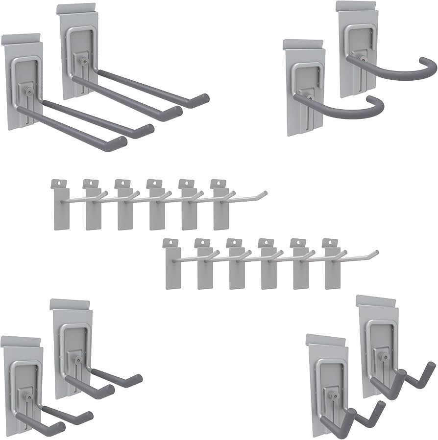Crownwall Slat Wall Accessories Heavy Duty Steel Locking Hook Kit Slatwall Panels (20-Piece) | Amazon (US)