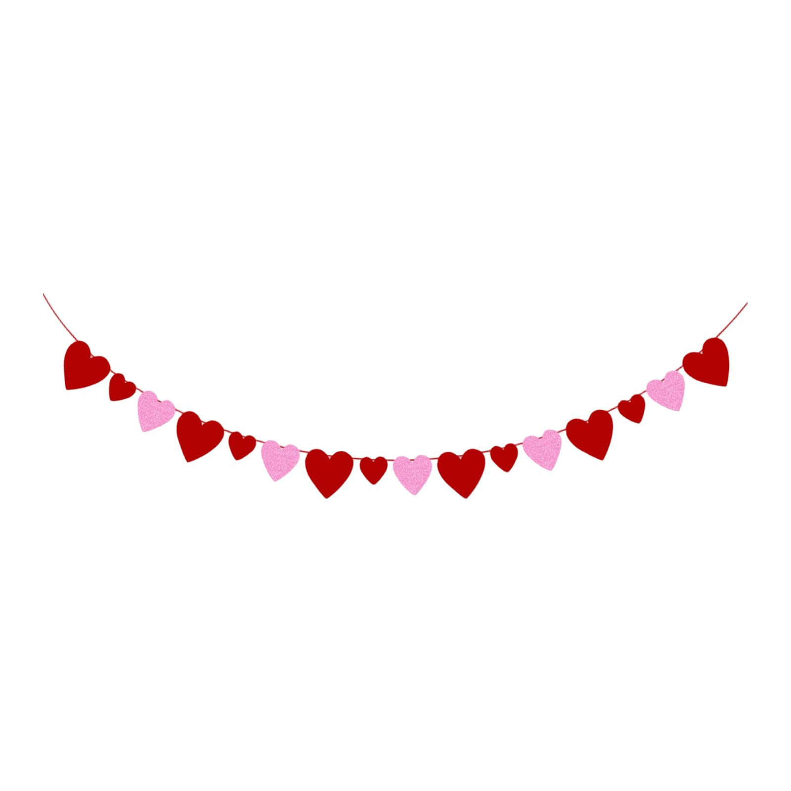 Valentine's Day Banner with Heart Hanging Swirls, Red Glitter Valentine's Day Door Banner Decorat... | Amazon (US)